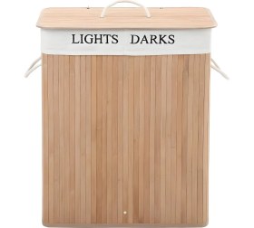 Resim Selenica 100 Litre 2 Bölmeli Bambu Çamaşır Sepeti - Doğal Şıklık ve Pratiklik Bir Arada! 