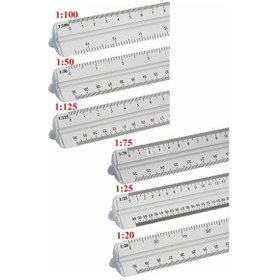 Resim Mikyas Cetvel 1 Adet Ölçekli Üçgen Çizim Cetveli 30cm 3 Kenarlı Mimar Mühendis 1:20 1:25 1:50 1:75 1:100 1:125 Çok Renkli 