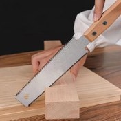 Resim Ahşap Saplı Çift Kenarlı El Testeresi - Hassas İnce Dişli, Hassas Ahşap Kesim İçin İdeal - DIY Projeleri ve Ahşap İşleri İçin Mükemmel, Ahşap İşleri El Aleti|Dişli Kenar Tasarımı|Dayanıklı Metal Testere 