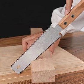 Resim Ahşap Saplı Çift Kenarlı El Testeresi - Hassas İnce Dişli, Hassas Ahşap Kesim İçin İdeal - DIY Projeleri ve Ahşap İşleri İçin Mükemmel, Ahşap İşleri El Aleti|Dişli Kenar Tasarımı|Dayanıklı Metal Testere 