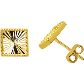 Resim Kare Taşsız Altın Klipsli Küpe KPGLS8K18151 
