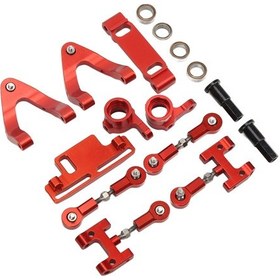 Resim Wezone Wpl D12 Rc Araba İçin Alüminyum Alaşım Metal Aksesuar Seti - Dayanıklı, Performansı Artırır, Kırmızı Renk 