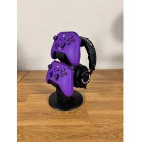 Resim 3'ü 1 Arada Xbox Kontrolcü ve Kulaklık Standı - Çift Gamepad Tutucu (Series X|s & One Uyumlu) 
