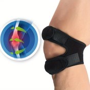 Resim Kolayca Ayarlanabilir Sıkıştırma Kollu Erkek ve Kadınlar için Siyah Çift Patella Destek Ateli - Basketbol, Bisiklet ve Dış Mekan Sporları İçin İdeal, Elde Yıkanabilir Polyester-Naylon Karışımı 