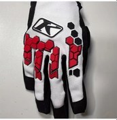 Resim Fastbuy Klim Dakar Off-road Motorbike Gloves White Red Xl Breathable Neon Green Striped Adjustable Velcro Closure 