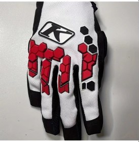 Resim Fastbuy Klim Dakar Off-road Motorbike Gloves White Red Xl Breathable Neon Green Striped Adjustable Velcro Closure 