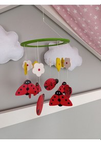 Resim Bebek Beşik Süsü Dönence Organik Dekorasyon Montessori-mdl-2007 Kırmızı 