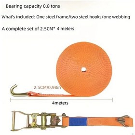 Resim Xuweiwei Heavy-duty Double Hook Ratchet Bağlama Kayışı 0.98inch X 157.48inch Çift Kancalı 