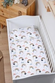 Resim Organik Bebek Boy Lastikli Çarşaf Seti - Neşeli Bulutlar 80 x 140 