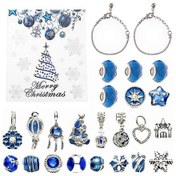 Resim Kızlar İçin Noel Advent Takvimi Bilekliği Kendin Yap Takı Yapımı Seti 2023 Yeni Yıl Noel Geri Sayım Takvimi Diğer Mavi 