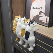 Resim 1/2 adet el yapımı reçine kedi bebeği, gerçekçi peluş kedi heykeli, mavi gözler ve pembe burun, şarj gerektirmeyen ev dekoru, mutfak veya düğün hediyesi için uygun, oturma odası aksesuarları | Gerçekçi kedi figürü | Pembe burun tasarımı 