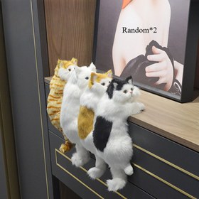 Resim 1/2 adet el yapımı reçine kedi bebeği, gerçekçi peluş kedi heykeli, mavi gözler ve pembe burun, şarj gerektirmeyen ev dekoru, mutfak veya düğün hediyesi için uygun, oturma odası aksesuarları | Gerçekçi kedi figürü | Pembe burun tasarımı 