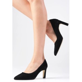 Resim Mio Gusto Beliz Hakiki Süet Siyah Stiletto Kadın Topuklu Ayakkabı 