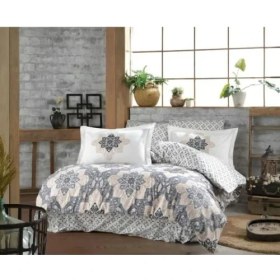 Resim Pazarcan Kingsize Poplin Nevresim Amanda Gri 