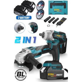Resim Staxx Power Çantalı 2li Süperturbo Bl Motor Şarjlı Taşlama Spiral Şarjlı Somun Sıkma Sökme Setli 58VF 2000AH 