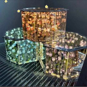 Resim BGA Gül Lale Çiçek Aynalı Led Gece Lamba Masa Üstü Led Gül Çiçek Lamba 15x10cm Pil Dahil 