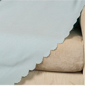 Resim Buz Mavisi Dokuma Kadife Şönil Düz Kumaş Çift Taraflı Koltuk Şalı 