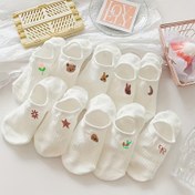 Resim Kadınlar için 10 Çift Sevimli ve Çok Yönlü Görünmez Çorap, Rahat Nefes Alabilir Polyester Örme Kumaş, %95 Polyester %5 Elastan, Makinede Yıkanabilir, Baskılı Desen, 280gsm - Çoklu Beden Paketi 