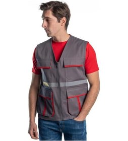 Resim Şensel, Reflektörlü Yelek, Gri-Kırmızı -118E3686- 
