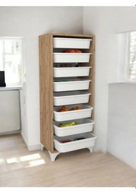 Resim 8 Sepetli Modern Oyuncak Dolabı Çok Amaçlı Dekoratif Dolap Çok Renkli 