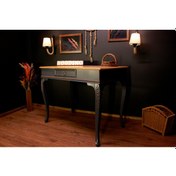 Resim Wooding 100 Cm Masif Naturel Antrasit Oymalı Çalışma Masası 