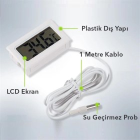 Resim Loyka Dc-1 Beyaz Pano Tipi Soketli Termometre (5' Li Paket) 