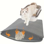 Resim 1 Çift Katmanlı Kedi Kumu Matı, Yıkanabilir EVA Sıçramayı Önleyici Tutucu Ped ile Isı Tutma Tasarımı Daha Temiz Zeminler İçin - Gri, Kedi Kumu Yakalayıcı|Sıçramaya Karşı Mat|EVA Malzeme, Kedi Kumu Ped 