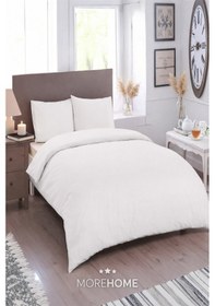 Resim More Home Lastikli Çarşaflı Çift Kişilik Nevresim Takımı Beyaz 