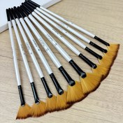 Resim 5/10 adet Fan Boya Fırçası Seti, Yumuşak Naylon Kıllar ve Rahat Ahşap Saplar ile - Sanatçılar ve Hobiler için İdeal 
