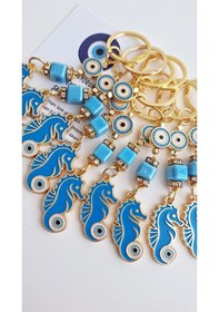 Resim Hediyelik Nazar Boncuklu Şans Denzatı Anahtarlık - Mavi 10,5 Cm 