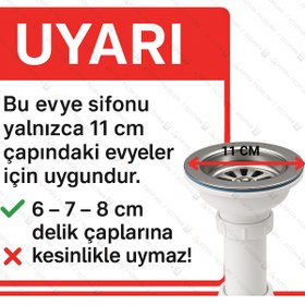 Resim DESIPHON Çiftli Çöpmak Kafalı Taşmalı Borulu Sifon Ø50 Derin 11 cm Yandan Taşmalı Koku Önleyici Taslı 