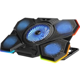 Resim Rampage Addison Rampage AD-RC13 BELLATRIX Siyah 5 Fan 2 USB RGB Işıklı 15"-17" Notebook Soğutucu Stand 