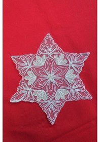 Resim 6 Adet Yıldız Motifli Krem Gold Simli Bardak Altlığı & Kokteyl Beyaz 