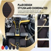 Resim Meridiangoods Black Red Line Mercedes-benz S350 2000-2005 İçin Lüks Pu Deri Kaymaz Otomobil Halıları Seti 