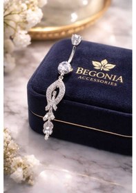 Resim 316l Cerrahi Çelik Göbek Piercing Zirkon Taşlı Sallantılı Kadın Piercing Paslanmaz Kararmaz Figürlü Fashion Özel Tasarım Göbek Piercing Modeli - 56 Gümüş 