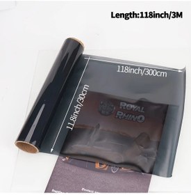 Resim Chuangyinshop Siyah 11.8inchx39.3inch Tpu Far Film Oto Far Koruma Şeffaf Su Geçirmez Çizilmeye Dayanıklı 