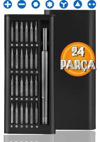 Resim 24 Parça Çelik Hassas Mıknatıslı Tornavida Seti Elektronik Saat Bilgisayar Tamir Tornavidası Set 