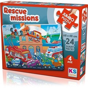 Resim KS Games 24 Parça Jumbo Puzzle - Rescue Missions 