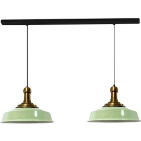 Resim Ikili Mint Asaletli Eskitme Long Knob Başlık Retro Sarkıt Lamba Restoran Salon Aydınlatma Mint Yeşili 