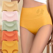 Resim 5'li Kadın Yüksek Belli Külot - Zarif Kelebek Desenli, Bej, Açık Yeşil, Sarı, Pembe ve Turuncu Renklerde Yumuşak ve Rahat İç Çamaşırı, Yüksek Belli Külotlar, Konforlu İç Çamaşırı, Şık İç Çamaşırı, Pürüzsüz Dokulu Kumaş 