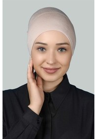Resim Altobeh Hazır Pratik Geçmeli Uzun Boru Tesettür Bonesi - Bej 