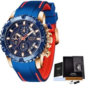 Resim Hanyang Altın Mavi 2021 Lıge Yeni Yüksek Kaliteli Silikon Erkek Saatler Top Marka Lüks Izle Erkekler Benzersiz Takvim Saat Moda Spor Bilek Izle + Kutu (Yurt Dışından) 