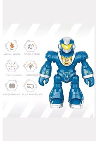 Resim Uzaktan Kumandalı Akıllı Robot Oyuncak - Işıklı, Müzikli, Dans Eden Programlanabilir, 23cm Mavi 