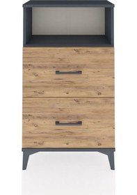 Resim Arges Komodin Tek Raflı 2 Çekmeceli 60x30x106 Antrasit-çam Antrasit 