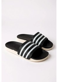 Resim Alb 15054 Günlük Erkek Plaj Havuz Bahçe Yazlık Sokak Çizgili Terlik Siyah 