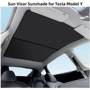Resim Wangxi Tesla Model Y 2021 2022 2023 İçin Siyah Katlanır Cam Tavan Güneşlik Ve Isı Yalıtımı Uv Koruma 
