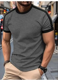 Resim Snapbuyerkek Spor Tişörtü - Günlük Fitness Ve Antrenman Kısa Kollu Kontrast Renkkahverengi Kahverengi 