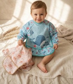 Resim Babydonat Tinyjoy Su Geçirmez Uzun Kollu Mama Önlüğü Seti 6-24 Ay - 2'li Paket Ayıcık Ve Balina Desenli Leke T 
