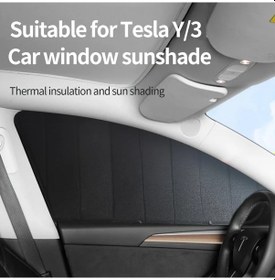 Resim Motion003 Tesla Model 3 Y İçin Arka Üçgen Cam 2 Adet Katlanabilir Güneşlik Perde Siyah Gizlilik Ve Güneş Koruması Kolay Katlama Tasarımı 