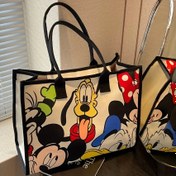 Resim Mickey & Minnie Mouse Tote Çanta - Canlı Karikatür Grafikli Dayanıklı Tasarım, Alışveriş ve Dış Maceralar için Geniş Açık Üstlü El Çantası (Karışık Renkler), Yenilikçi Cüzdan, Güvenli Fermuar Kapatma 